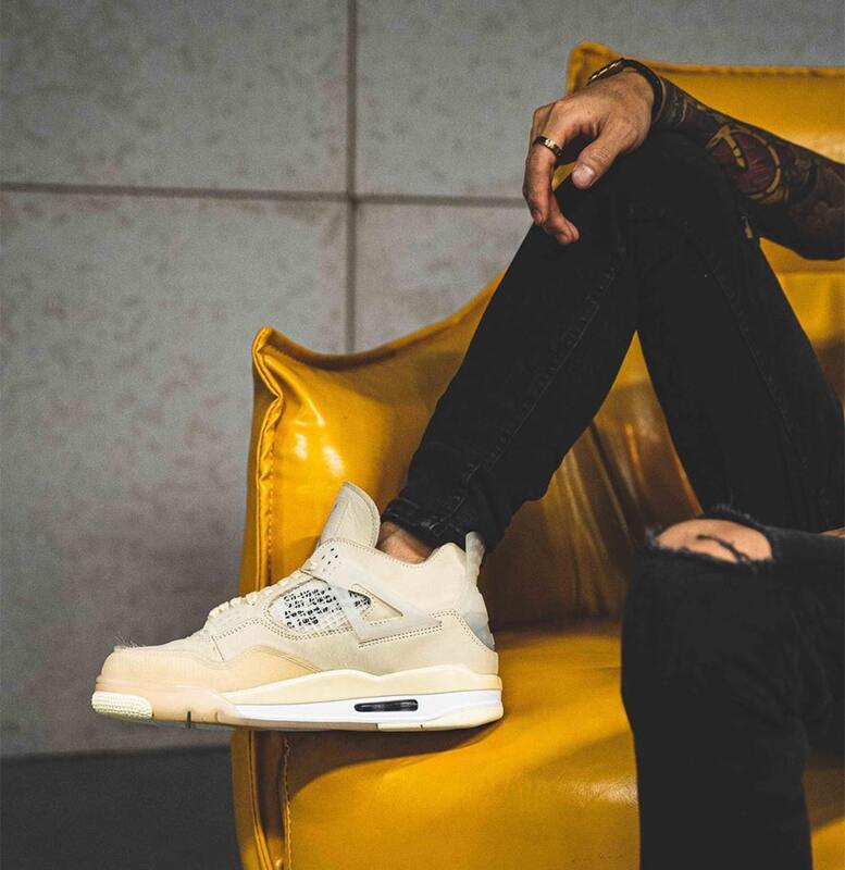 Giày Air J0rdan 4 Retro High Off White (Giay Sneaker JD4 màu ngà Trắng)