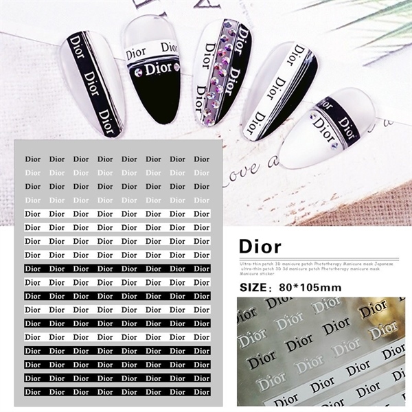 Stickers dán móng thương hiệu Dior chữ đen DH-462