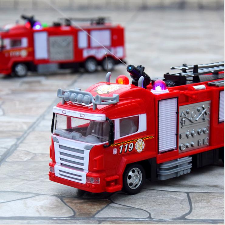 Xe cứu hỏa điều khiển từ xa sóng 2.4G pin sạc 3.7v xe phun được nước thật đồ chơi trẻ em