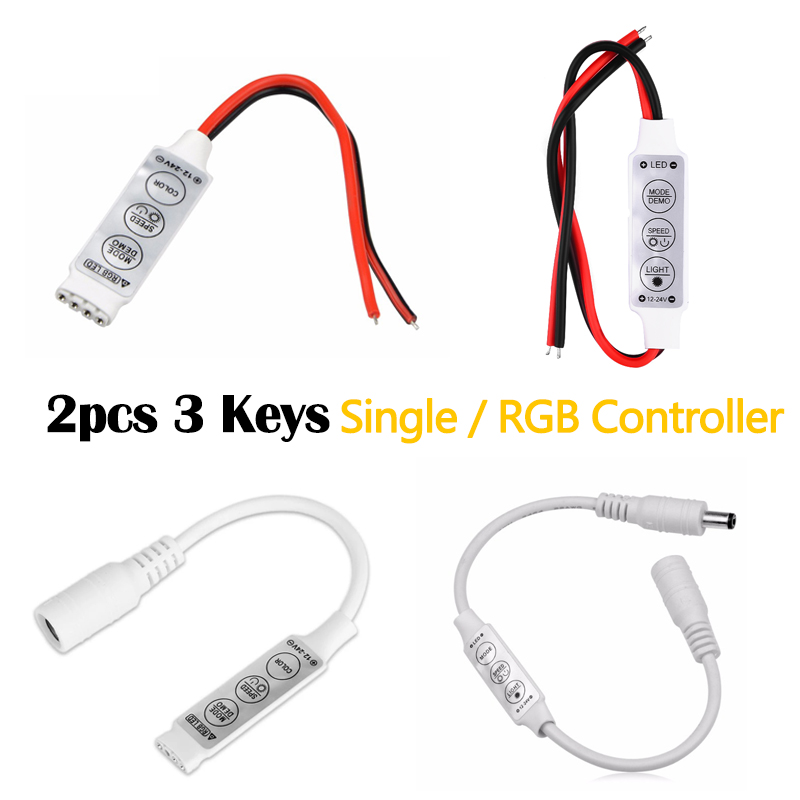 DC 12V 24V Mini 3 Keys Single Color Dimmer RGB LED Controller Brightness Dimmer Switch for LED 5050 3528 5630 Strip Light