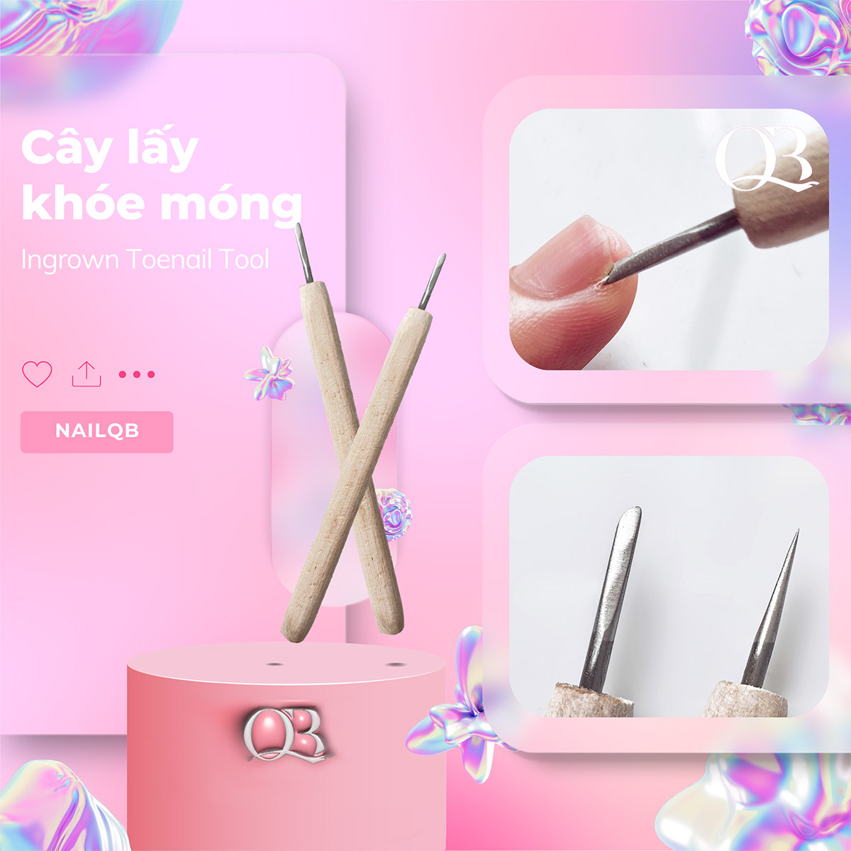 Dụng cụ lấy khóe móng cán gỗ đầu nhỏ lấy khóe dễ dàng