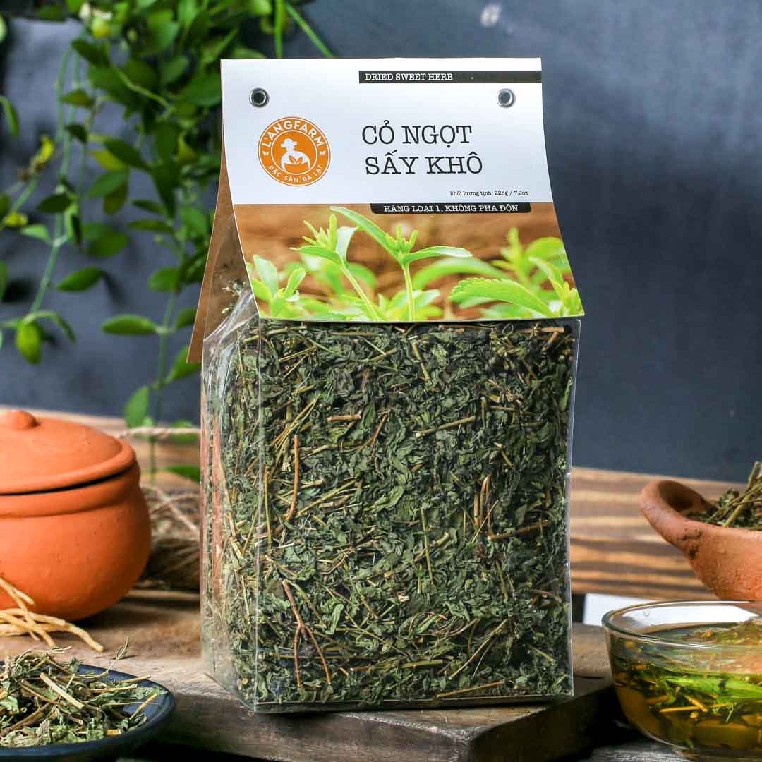 Cỏ ngọt sấy khô đặc sản Langfarm - Thảo mộc cho sức khoẻ, thơm dịu vị thiên nhiên, hàng loại 1