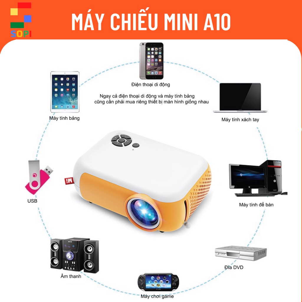 Máy Chiếu Phim Mini A10, Máy Chiếu Phim Tại Nhà, SONETS.