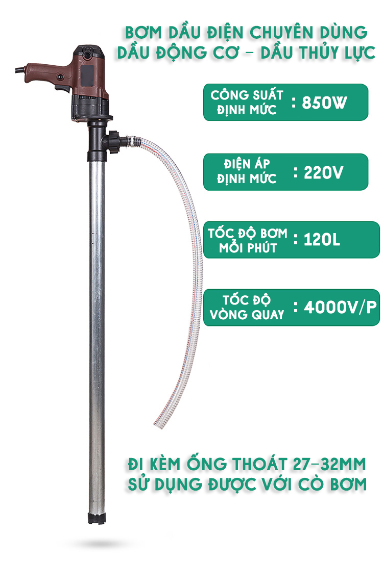 Bơm Dầu Nhớt Dùng Điện 220V 850W A08