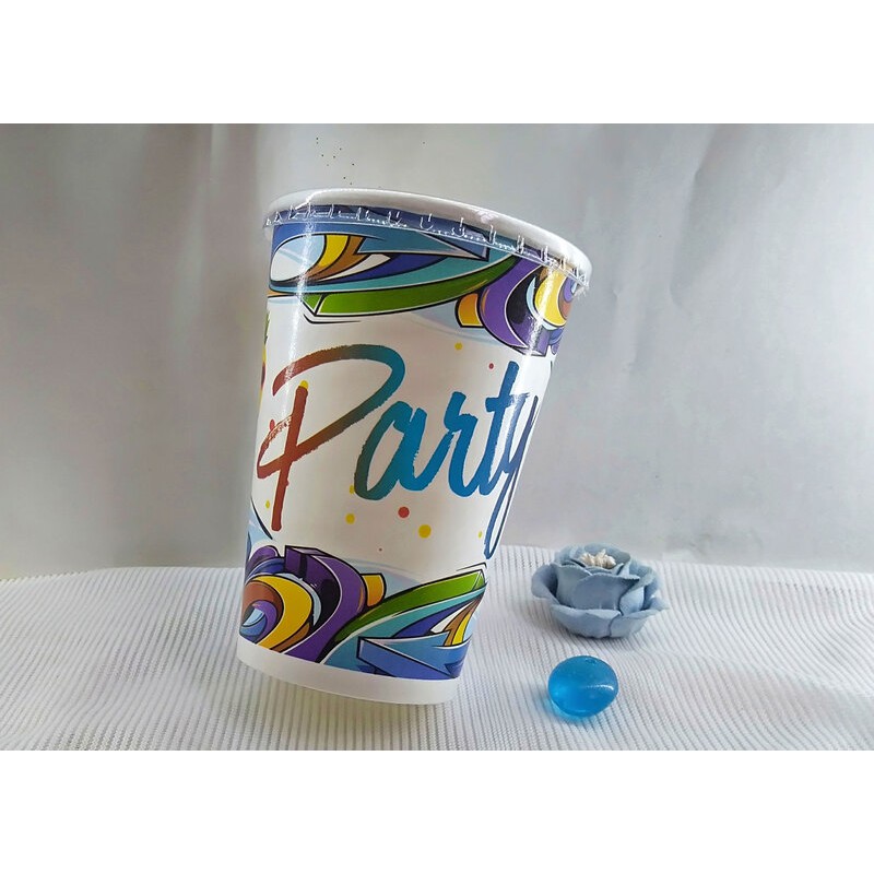 50 Ly giấy cafe take away có nắp in hình Party 12oz – 300ml