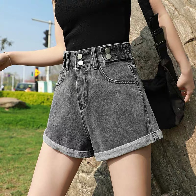 [HCM]Quần đùi jean nữ Big Size lưng cao co dãn mạnh lưng đai kiểu 6 nút đang hot trend 3614 từ 62-90kg MLJ
