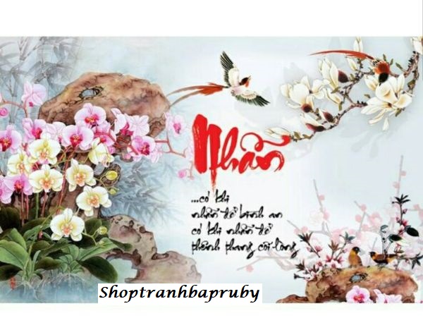 [HCM]Tranh đính đá Chữ Nhẫn Thư Pháp DF876 kích thươc 75 x 50 cm