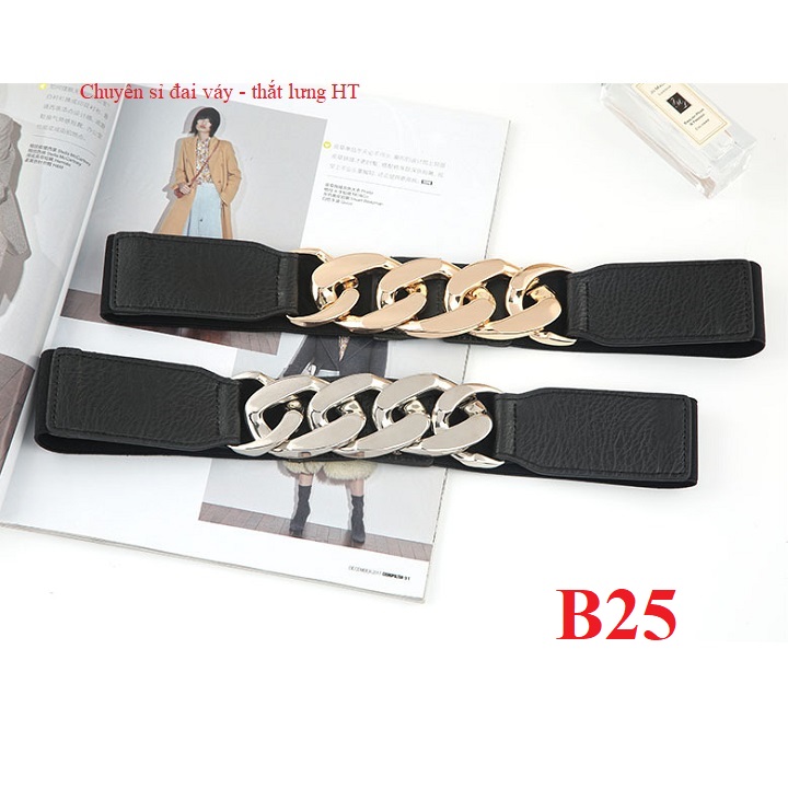 Đai váy belt da phối xích 3cm B25