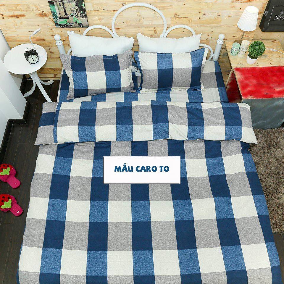 Bộ ga gối cotton poly 3 món họa tiết caro 4 màu Remato Kho chăn ga gối, ga giường, drap giường đa dạng mẫu mã đủ kích cỡ