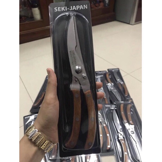 Kéo Cắt Gà, Vịt Cán Gỗ Seki Japan-9282