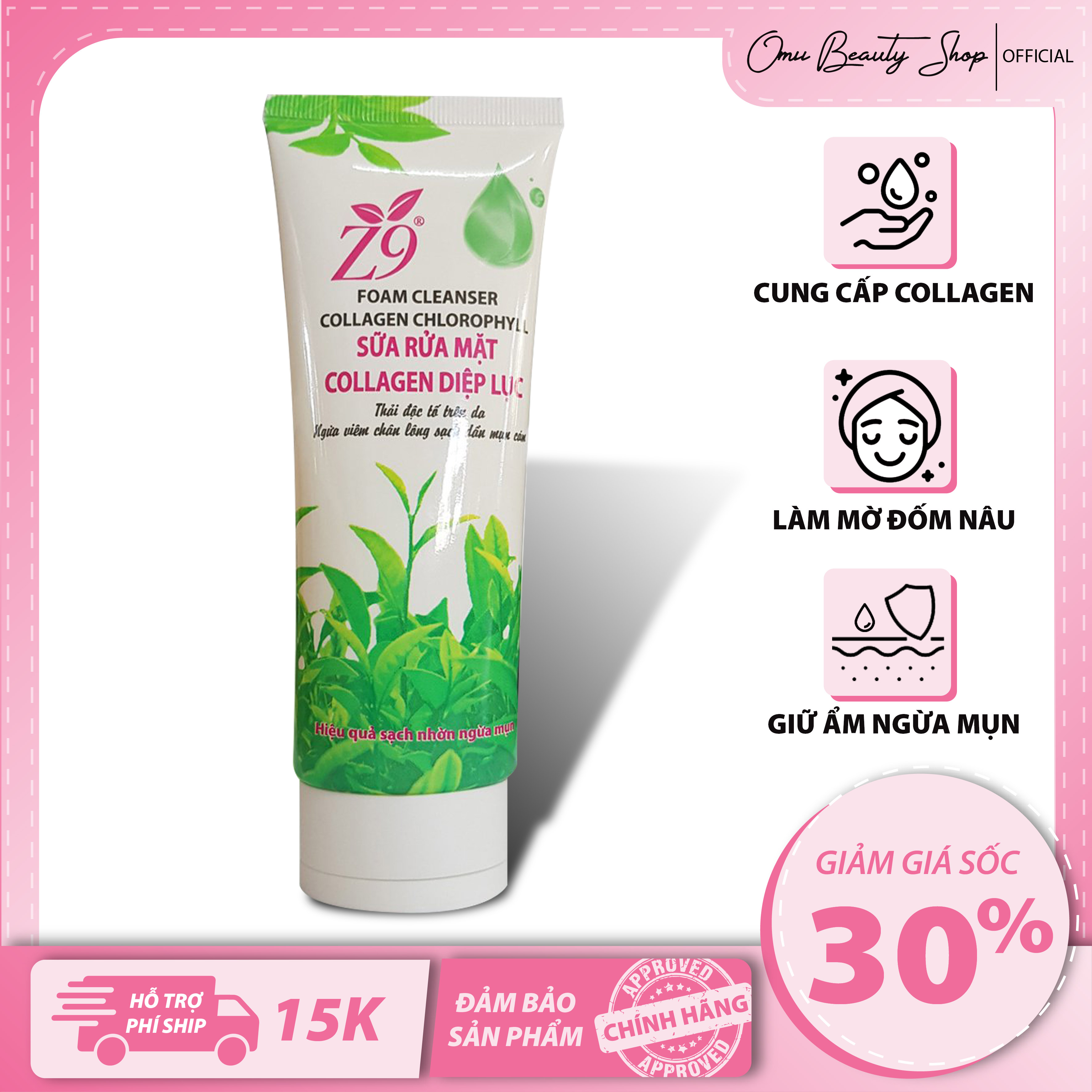 Z9 SỮA RỬA MẶT COLLAGEN DIỆP LỤC (Tuýp 100ml) - Z65