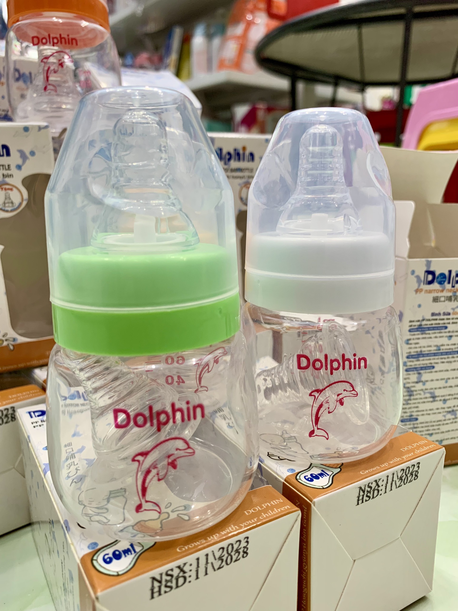 Bình sữa Dolphin 60ml , bình sữa cho bé sơ sinh 60ml nhựa PP an toàn dùng cho trẻ Chính Hãng Dolphin