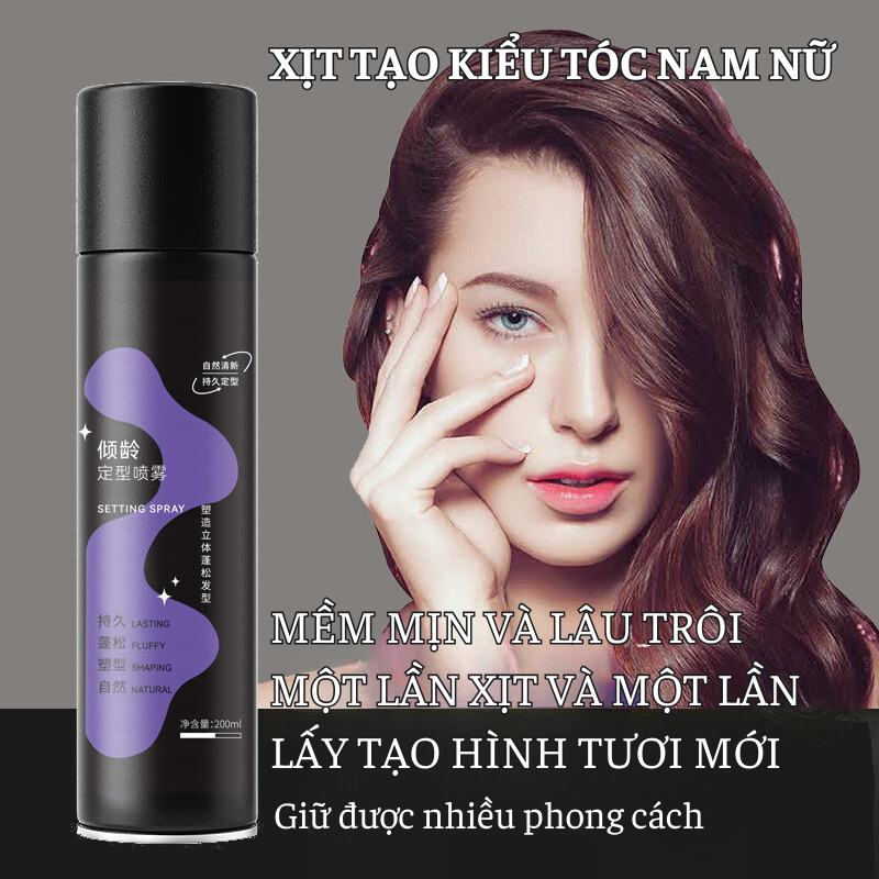 Gôm xịt phồng chân tóc tạo kiểu nam nữ ginbi, giữ nếp tóc lâu, hương nước hoa thơm 200ml