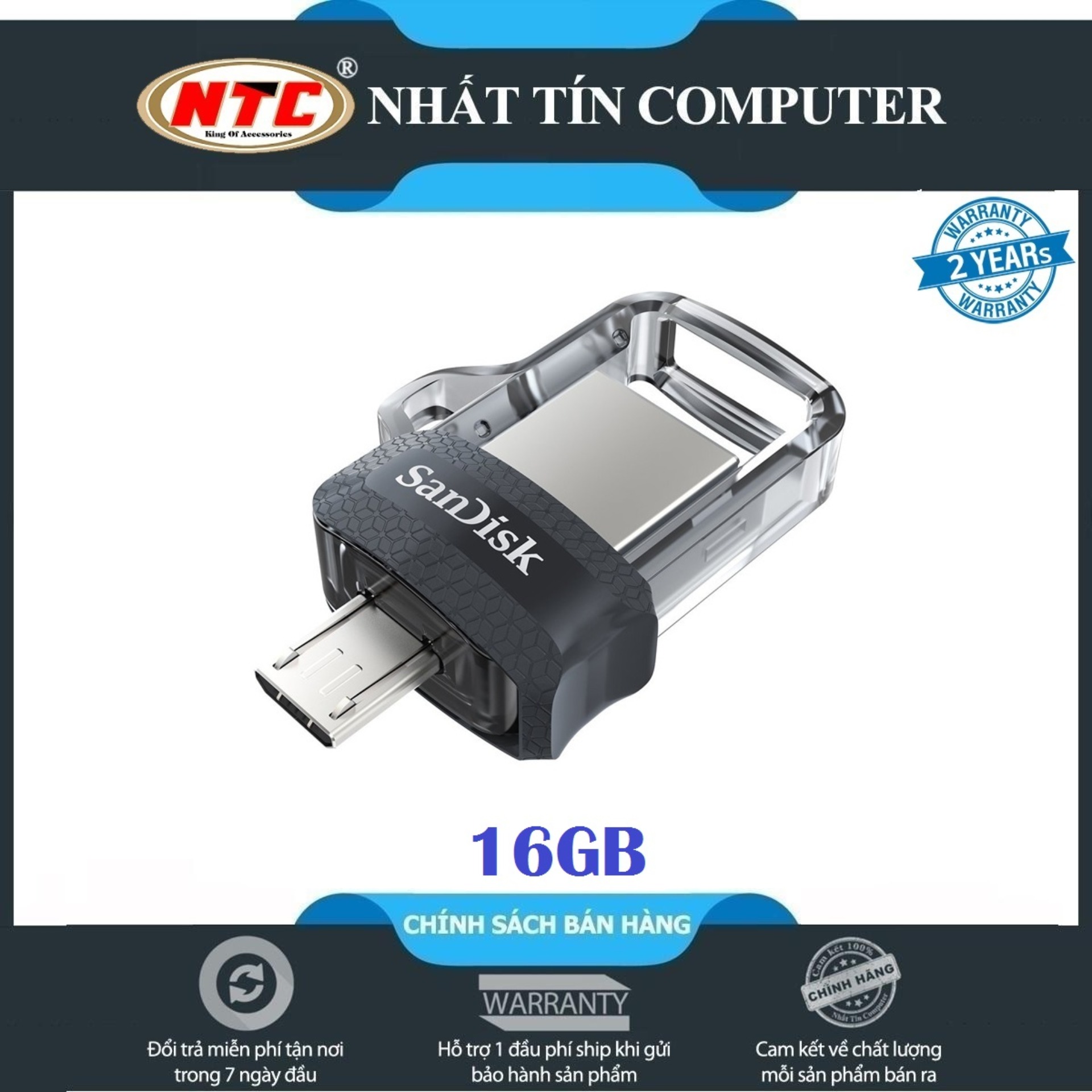 USB OTG SanDisk Ultra 16GB Dual Drive m3.0 (Bạc)