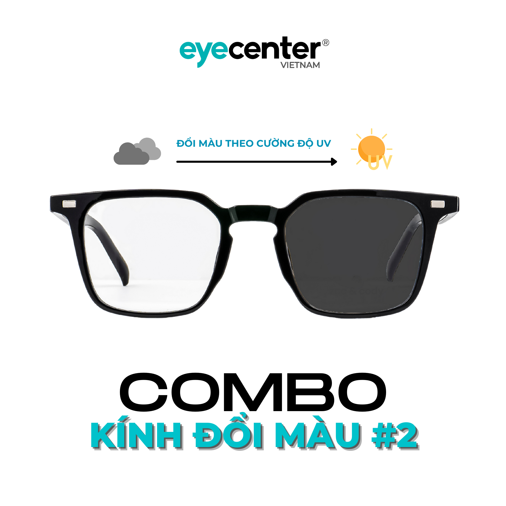 Combo 4in1 kính đổi màu cận hoặc giả cận kèm gọng dẻo hàn quốc