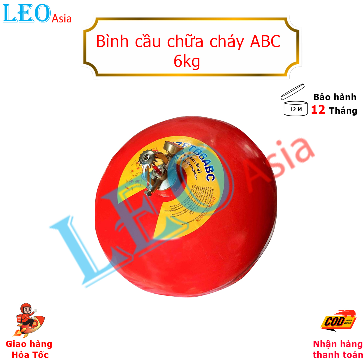 [CÓ TEM KIỂM ĐỊNH PCCC] Bình Cầu Chữa Cháy Tự Động Bột ABC DRAGON XZFT Đạt Chuẩn