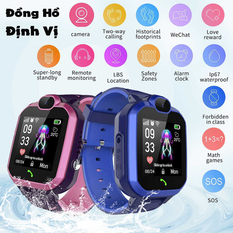 ( BẢN ĐỊNH VỊ CAO CẤP ) Đồng Hồ Thông Minh Định Vị Trẻ Em - Đồng Hồ Định Vị Theo Dõi Trẻ Em - Hỗ Trợ Camera, Giao Diện Tiếng Việt, Lắp Sim Nghe Gọi 2 Chiều, Màn Hình Cảm Ứng Tích Hợp, Chống Nước IP67 – Bảo Hành 12 Tháng