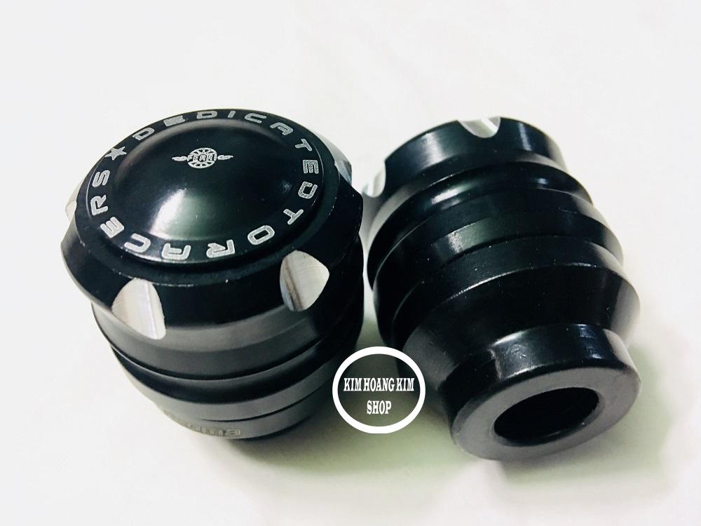 BỘ 2 GÙ có nắp loại dầy CHỐNG ĐỔ, CHỐNG NGÃ TRƯỚC CHO MÔ TÔ, XE MÁY (màu Đen)