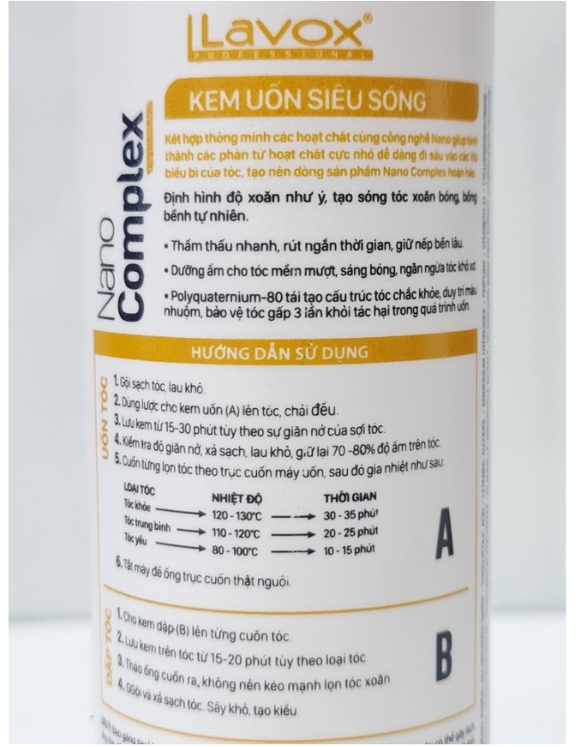 UỐN SIÊU SÓNG ( Uốn setting ) Lavox NANO COMPLEX 500ml / cặp