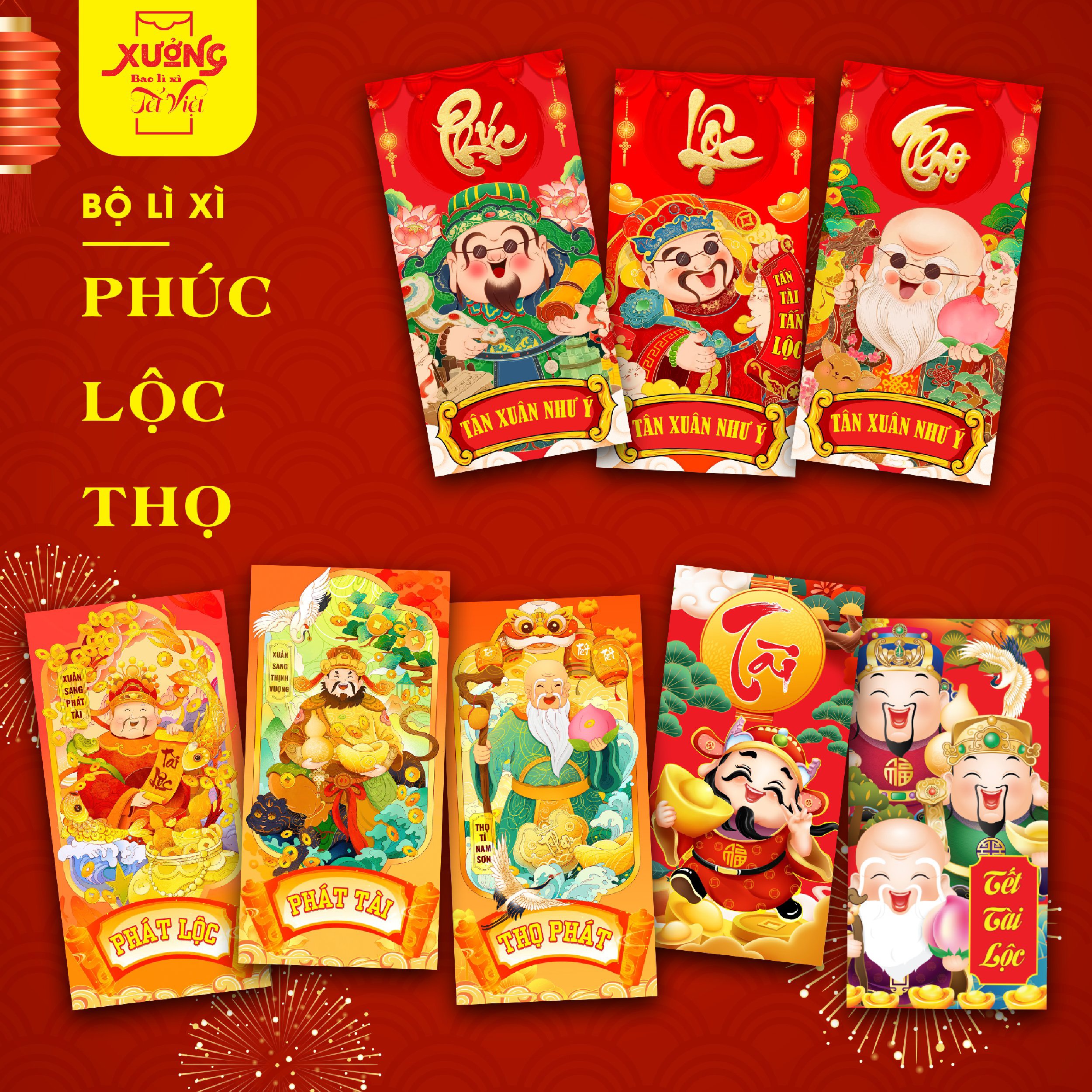 [MEMINSTORE] 10 CÁI - BAO LÌ XÌ TẾT 2023, PHÚC - LỘC - THỌ