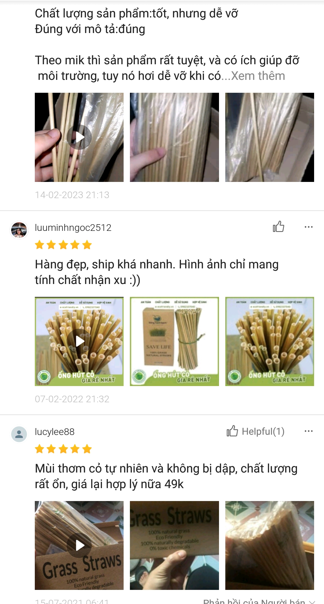 [Combo 2 Hộp] Ống hút cỏ bàng 20 cm - 100 ống/hộp