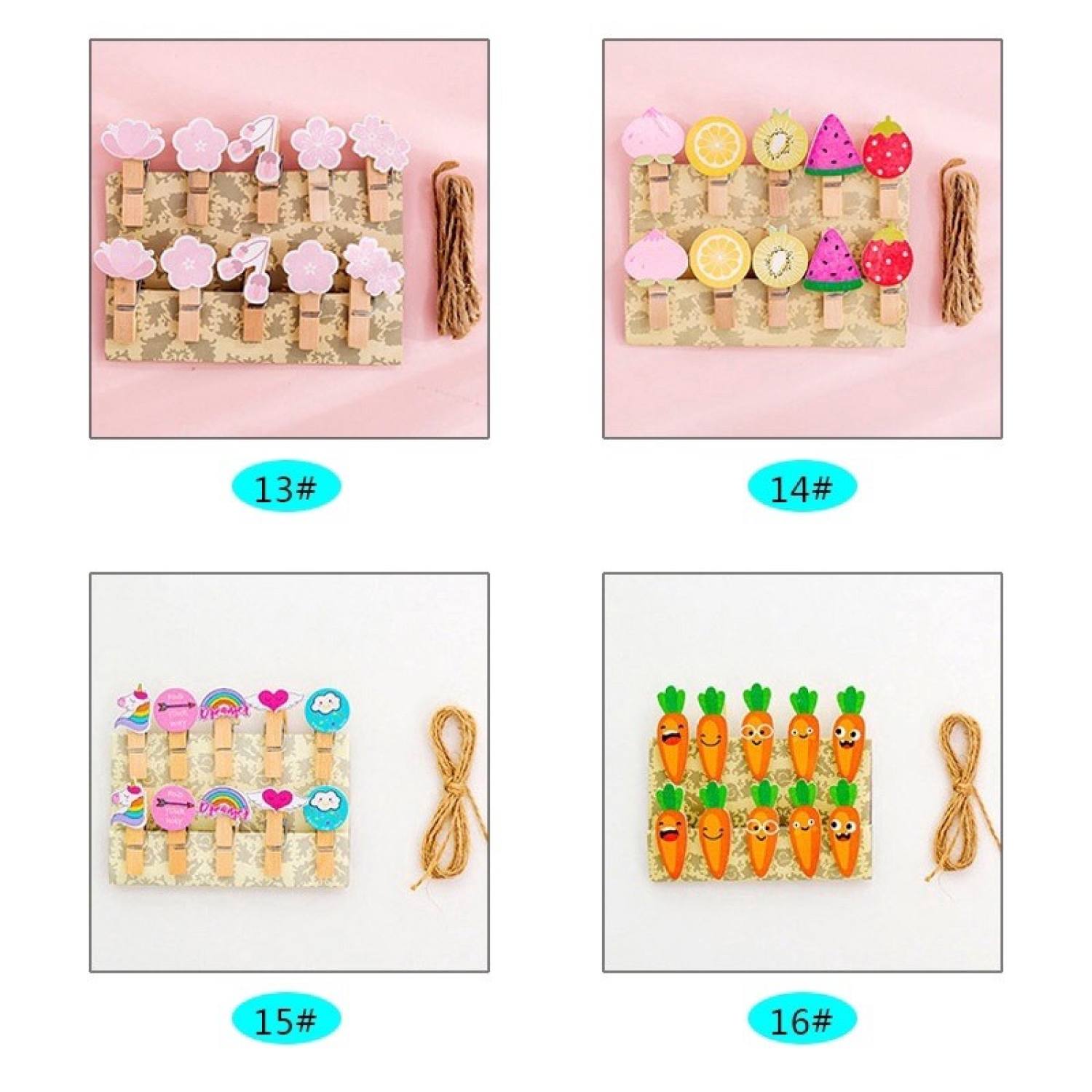 10 cái kẹp gỗ kèm dây treo