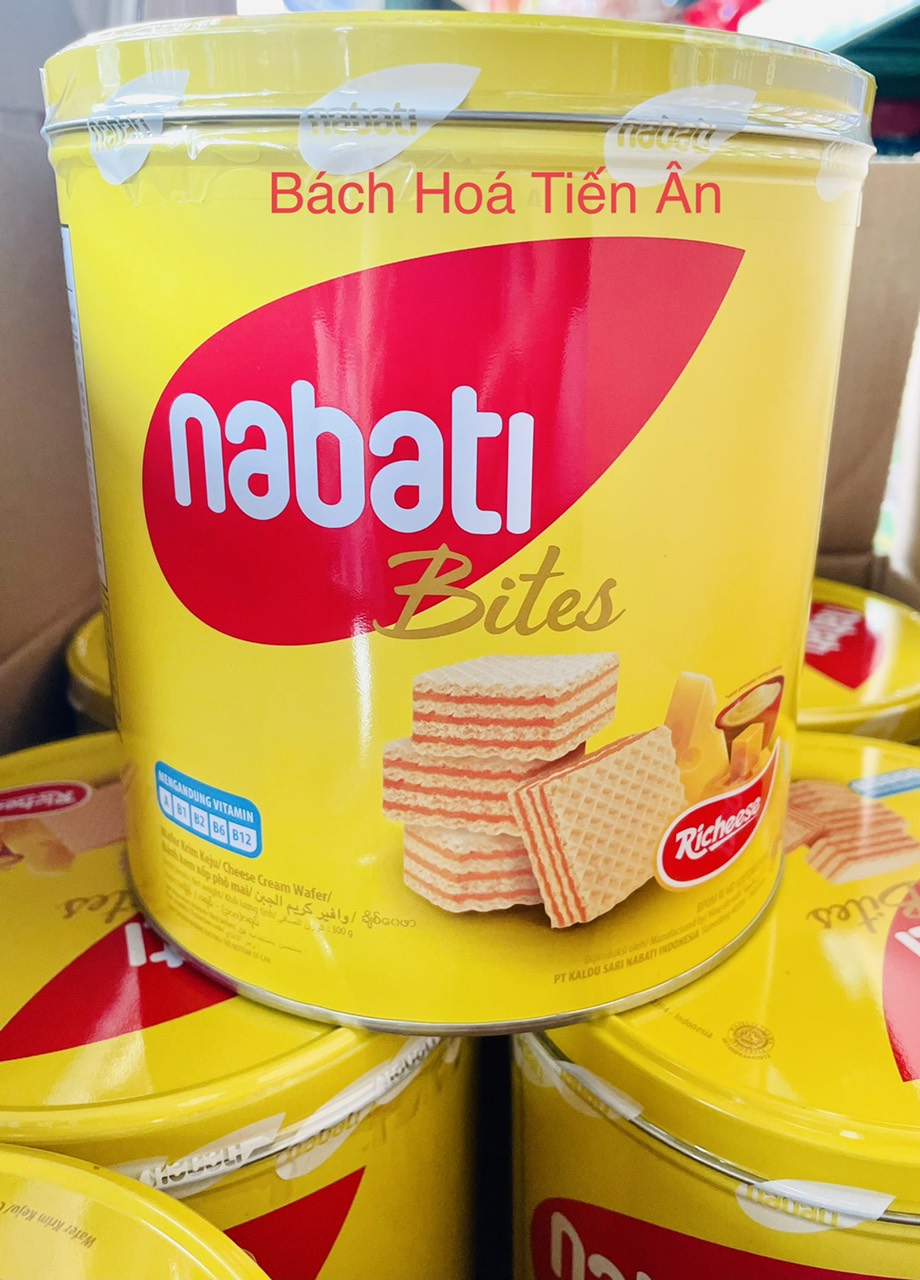 Bánh xốp nhân phô mai Nabati Lon 300g tết an khang