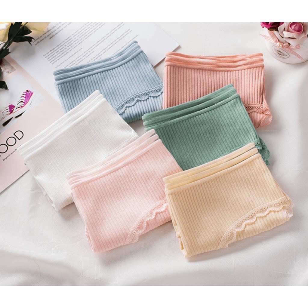 Quần lót nữ cotton trơn phối ren