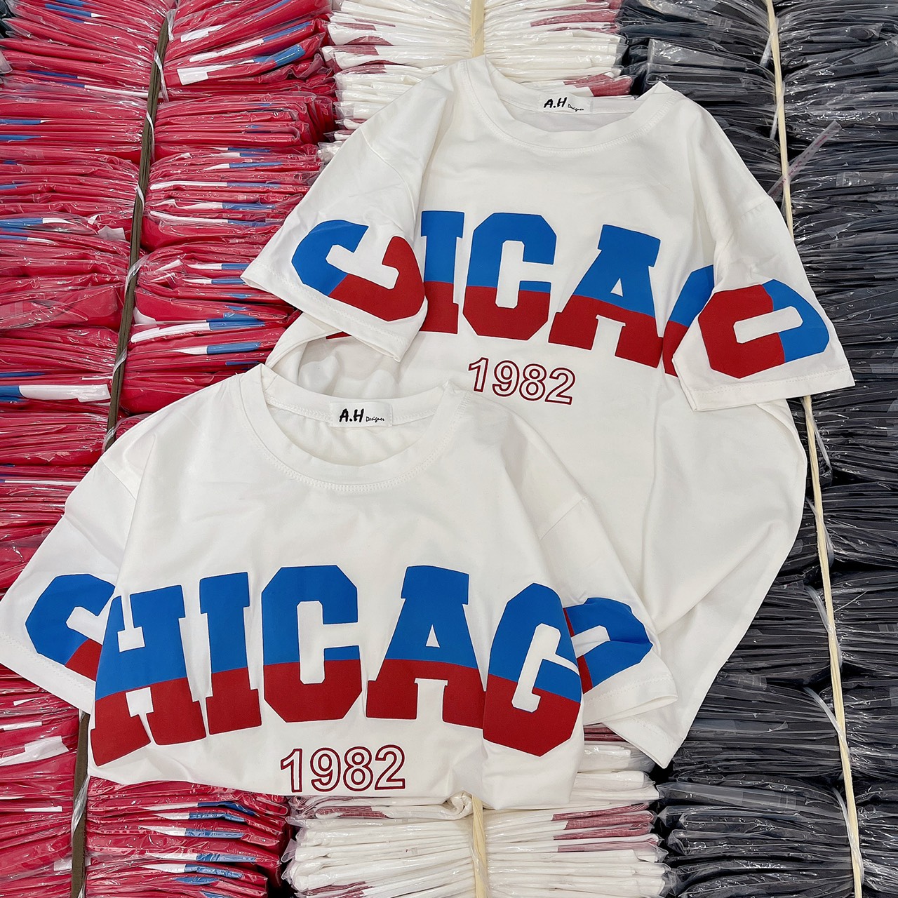 Áo thun cotton Thái nữ dáng vừa phối chữ ( Mã THÁI chữ CHICA.)