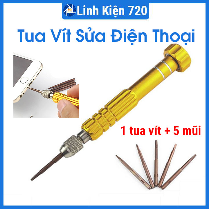 Bộ tua vít sửa điện thoại 5 đầu tháo ráp tiện lợi