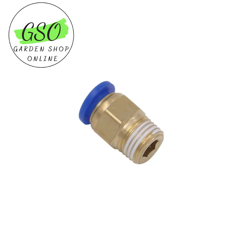 COMBO 2C Đầu nối PC thẳng ren ngoài 13mm ( 1/4) khí nén, phun sương đầy đủ kích thước ống và ren