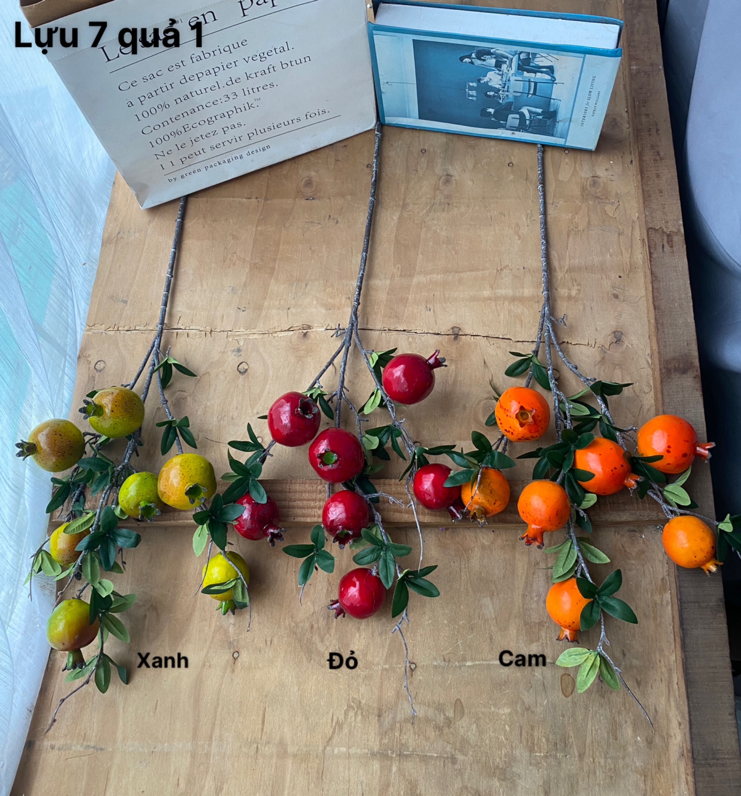 Lựu Giả, Cành Lựu 7 Quả Trang Trí