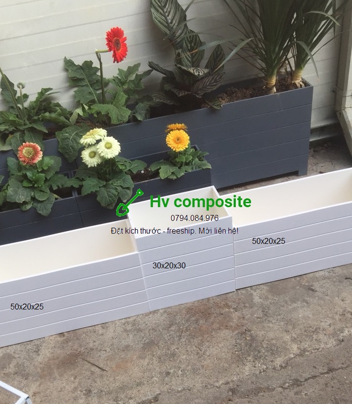 chậu kẻ chỉ composite chống nước (50x20x25)