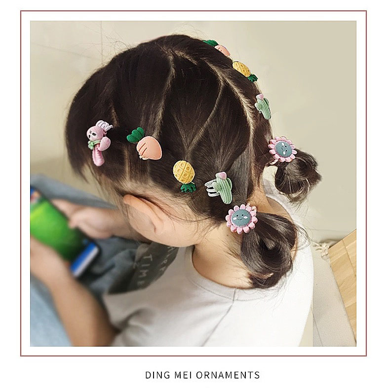 (Nhiều mãu) Set 10 Dây Cột Tóc Hình Hoa Trái Dễ Thương Cho Bé Gái