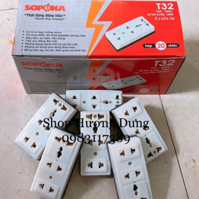 Ổ cắm 3 cửa Sopoka T32