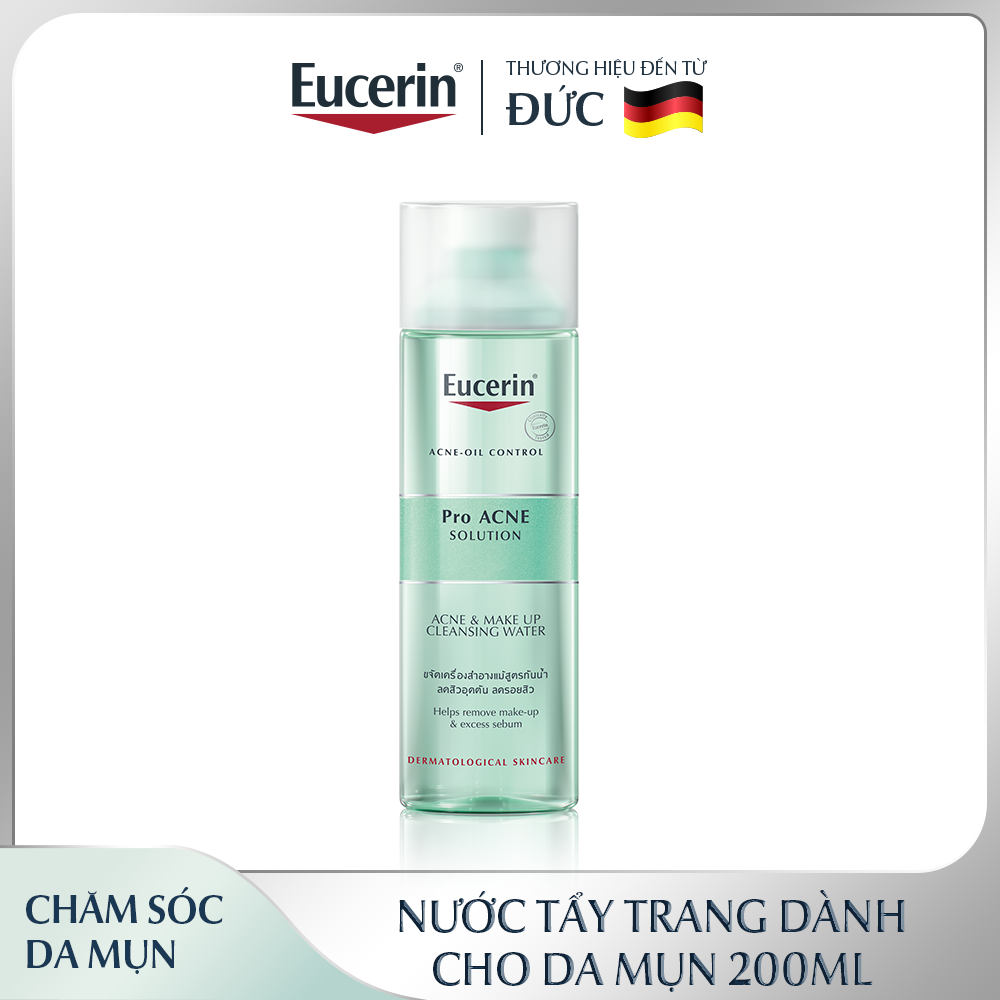 [HCM]Nước Tẩy Trang Da Mụn Eucerin Pro ACNE Solution Acne & Make-up Cleansing Water 200ml