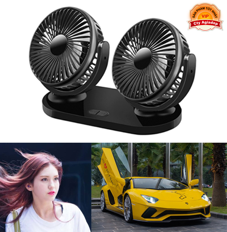 Quạt gió mạnh AGD làm mát cho oto xe hơi văn phòng bàn học (hỗ trợ điều hòa cắm cổng USB) AR8037