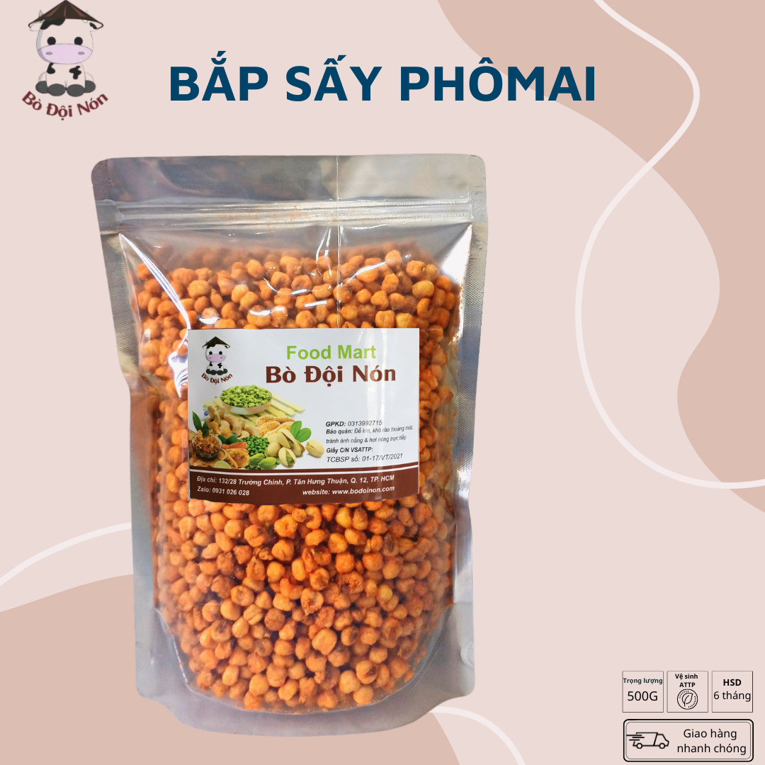 Bắp sấy phô mai 500g bò đội nón