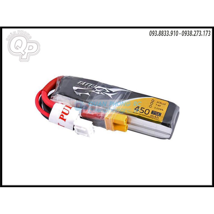 Pin Tattu 7.4V - 450mAh - 75C jack Xt30