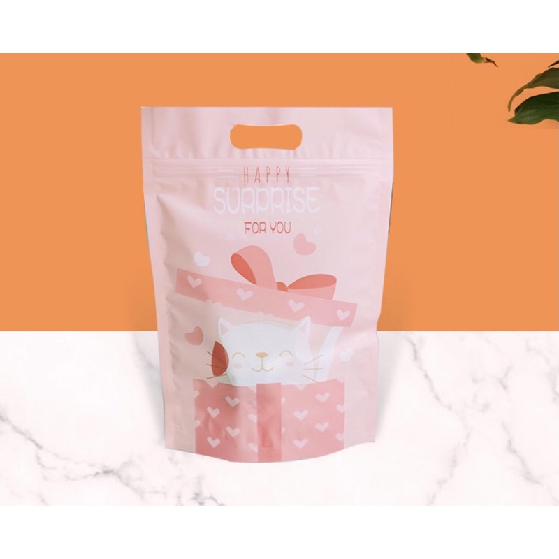 Túi zip hộp quà mèo đựng bánh cookie, kẹo, mứt - set 10 cái