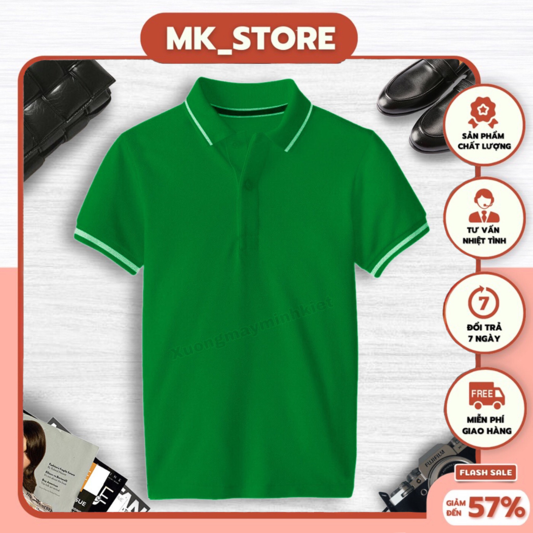 Áo thun Polo Phối Sọc Áo đồng phục  thời trang  Áo Thun Trụ Cá Sấu Mè áo thun phối viền thoáng mát giá tận xưởng