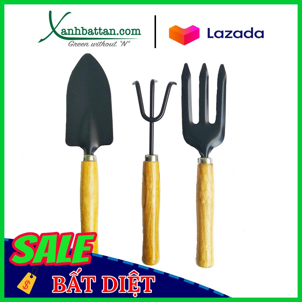Bộ Ba Món Dụng Cụ Làm Vườn (Xẻng làm vườn - Xới đất - Cào đất)