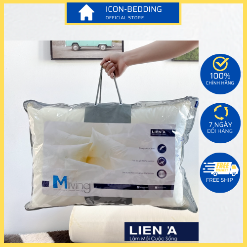 Gối gòn tơ tằm liên á mliving - siêu mịn, êm ái, chính hãng