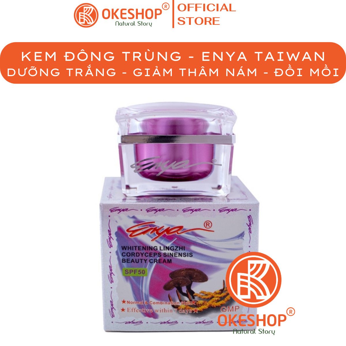 KEM ENYA ĐÔNG TRÙNG HẠ THẢO - LINH CHI 20G - TRẮNG DA - XOÁ VÀ NGĂN NGỪA THÂM NÁM - TÀN NHANG - ĐỒI MỒI - GIẢM MỤN