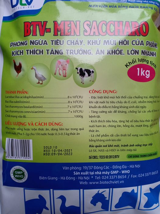 Men tiêu hoá sống- saccharo ( chịu kháng sinh) 1 kg