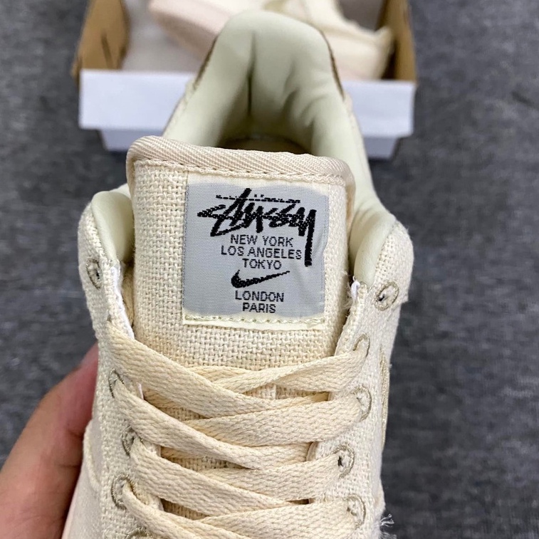 Giày Sneaker air force 1 Stussy Fossil cao cấp , giày thể thao nam nữ Af1 vải vàng siêu đẹp full bill box, phối đồ đẹp 2022