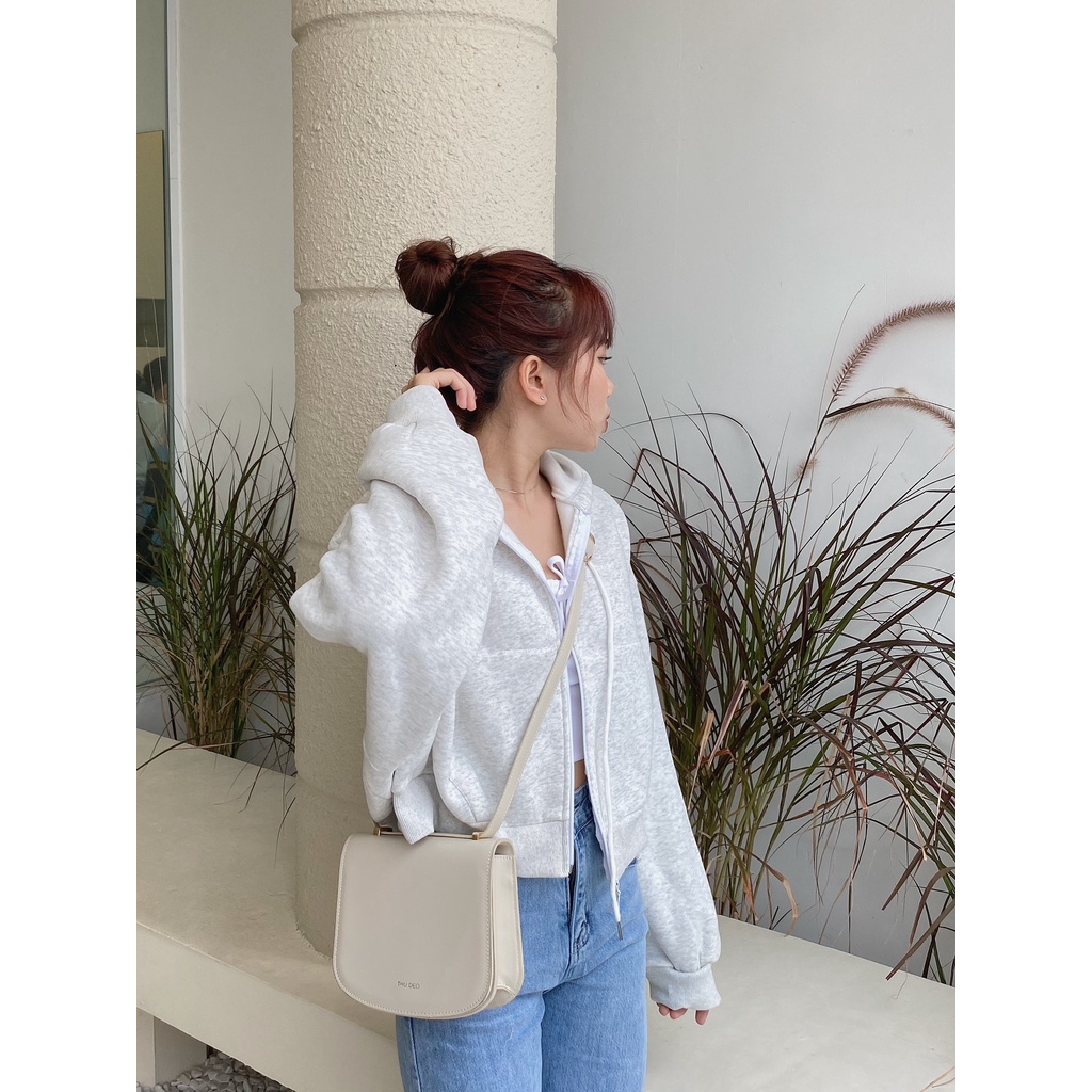 Áo hoodie zip croptop LOLLIE STUDIO TKA353