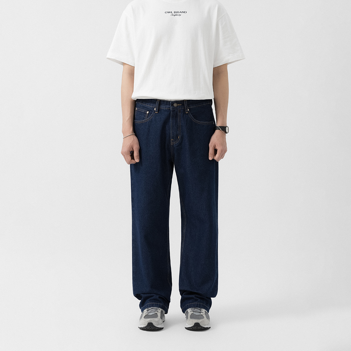 Quần jean nam Owlbrand Wide/Xanh đậm