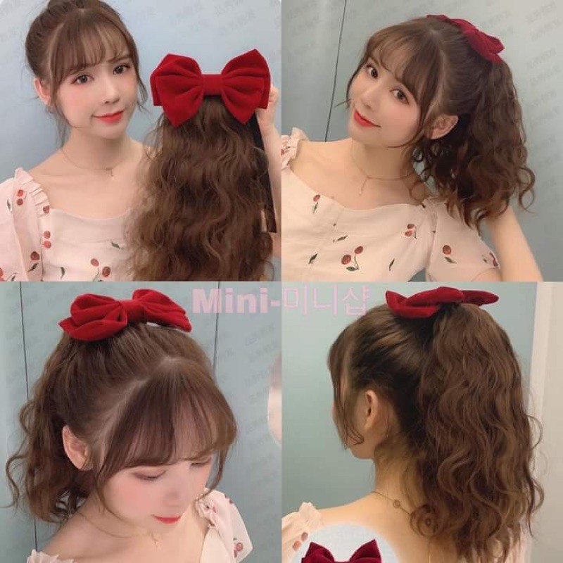 Tóc cột xù ngắn đính nơ nhung ❤️freeship❤️ b43+ nơ nhung