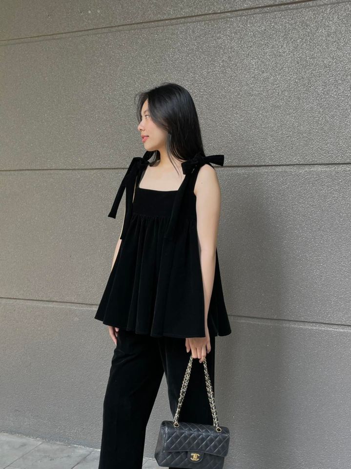 Mushie Studio Áo Nhung Cột Nơ - Uniper Top